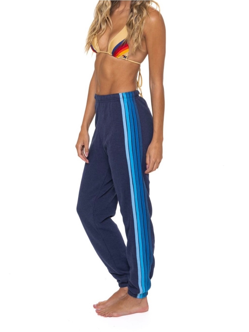 Aviator Nation 5-Stripe Sweatpants Navy Blue Size S